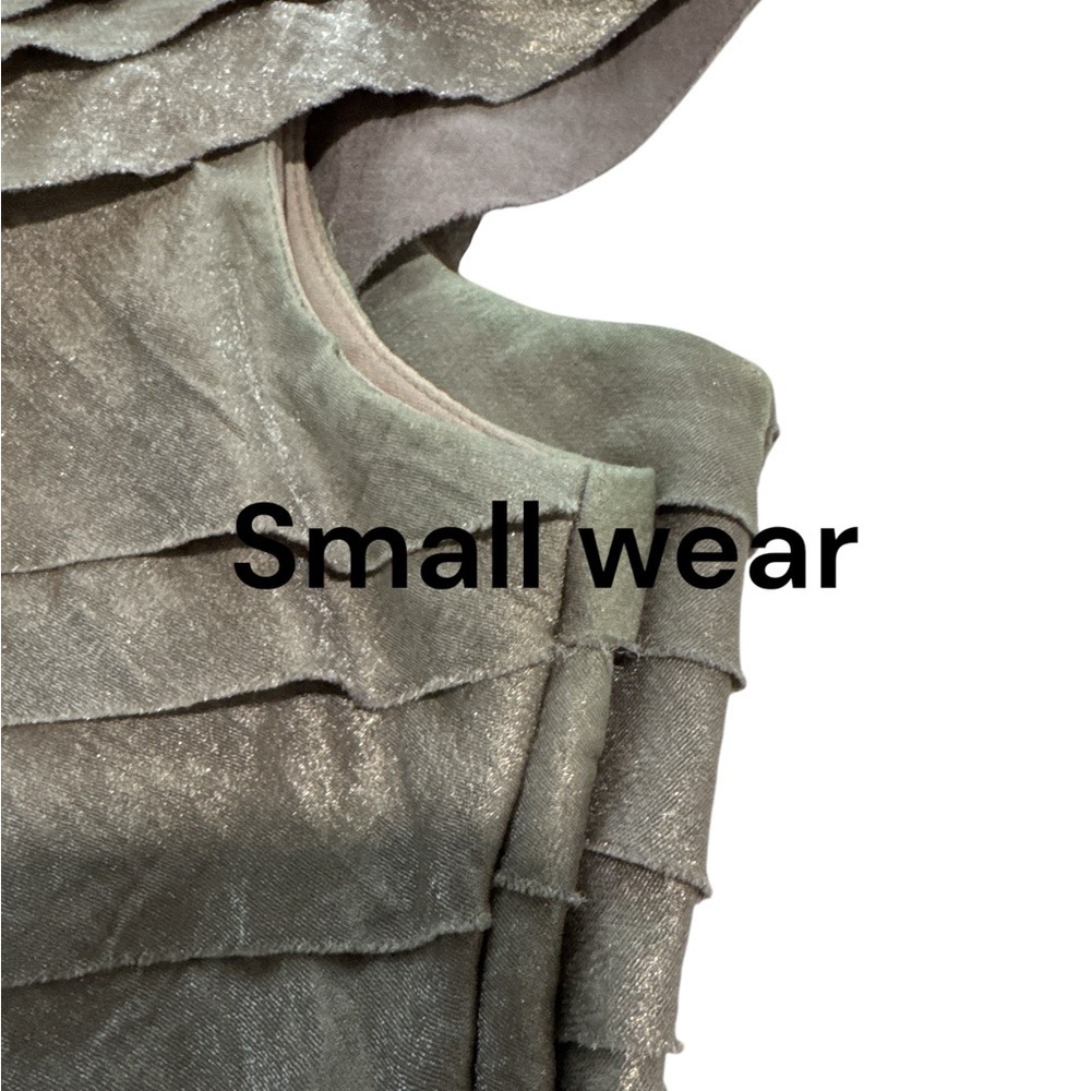 Chic Tan Asymmetrical Dress with Bateau Neckline and Flutter Cap Sleeves - Picture 5 of 8